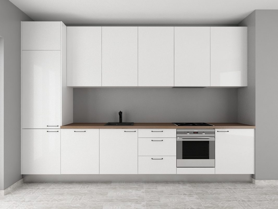 Balta akrila glancēta standarta virtuve