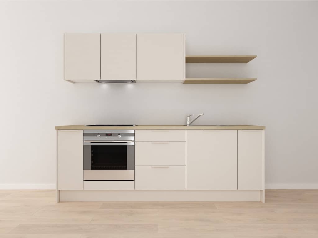 Bēša virtuve ar plauktiem 2.4 m